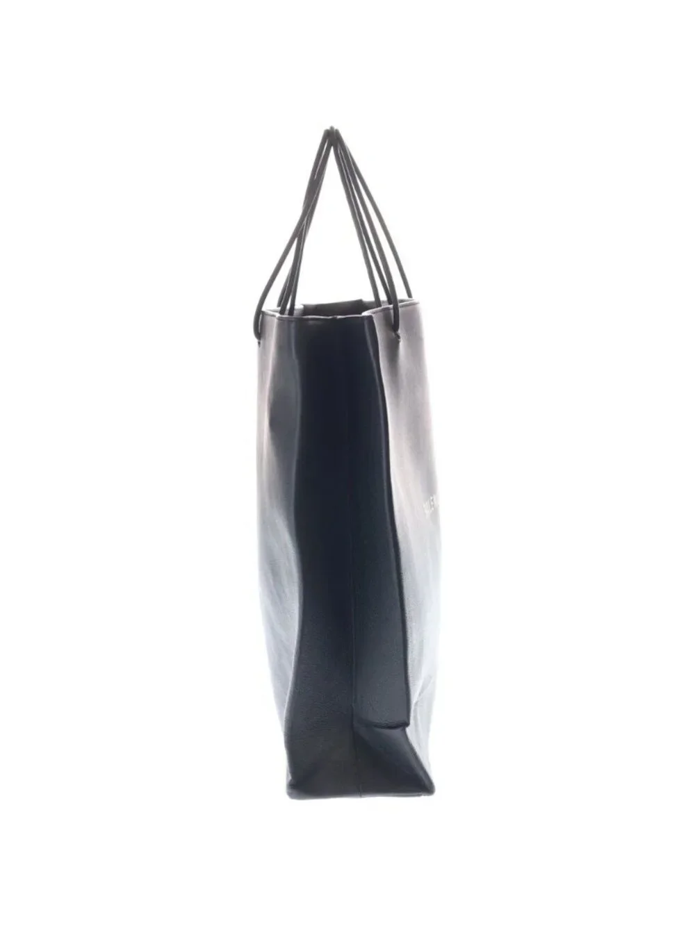 Balenciaga Leather Logo Shopping Tote Black
